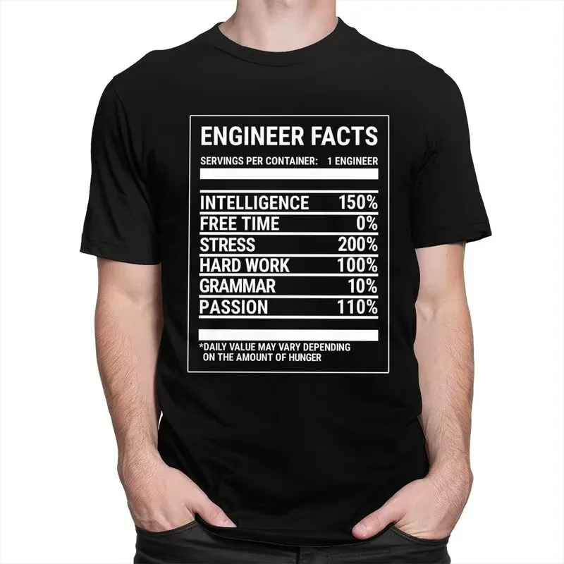 Engineer Facts Funny Graphic Tee Men's Short Sleeve Cotton T-Shirt Streetwear