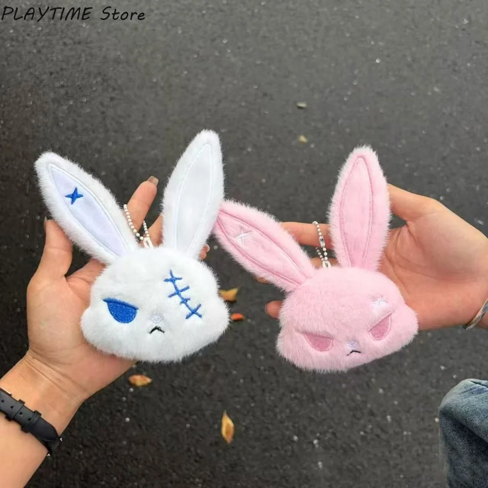 Lightweight Cute Gothic Bunny Keychain Animal Spooky Design Halloween Key Rings Portable Soft Plush Rabbit Keyring Party Gifts