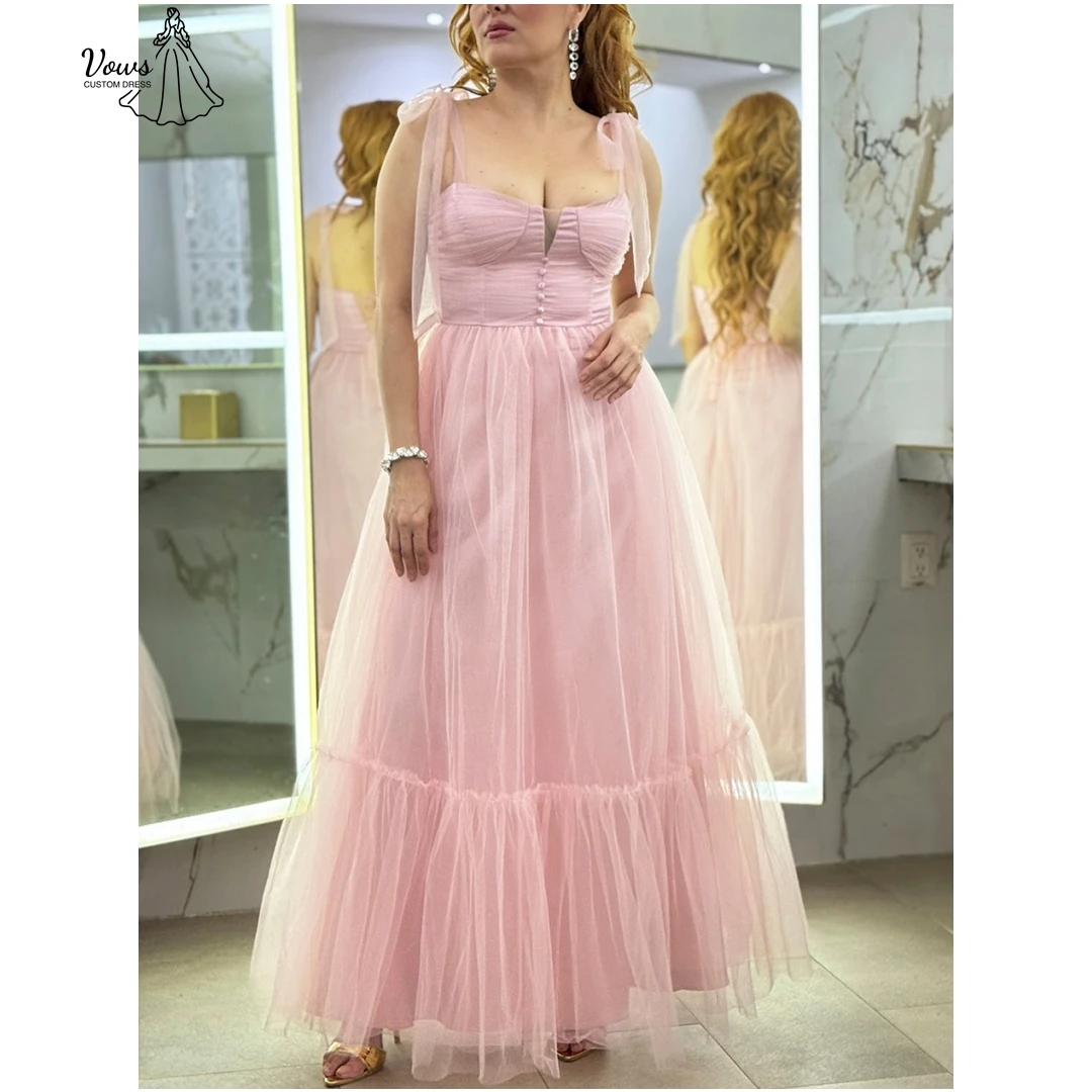 

Vows Роскошное вечернее платье на заказ Шифоновые вечерние платья Женские элегантные вечерние платья 2025 Линия розового бального платья с бантом