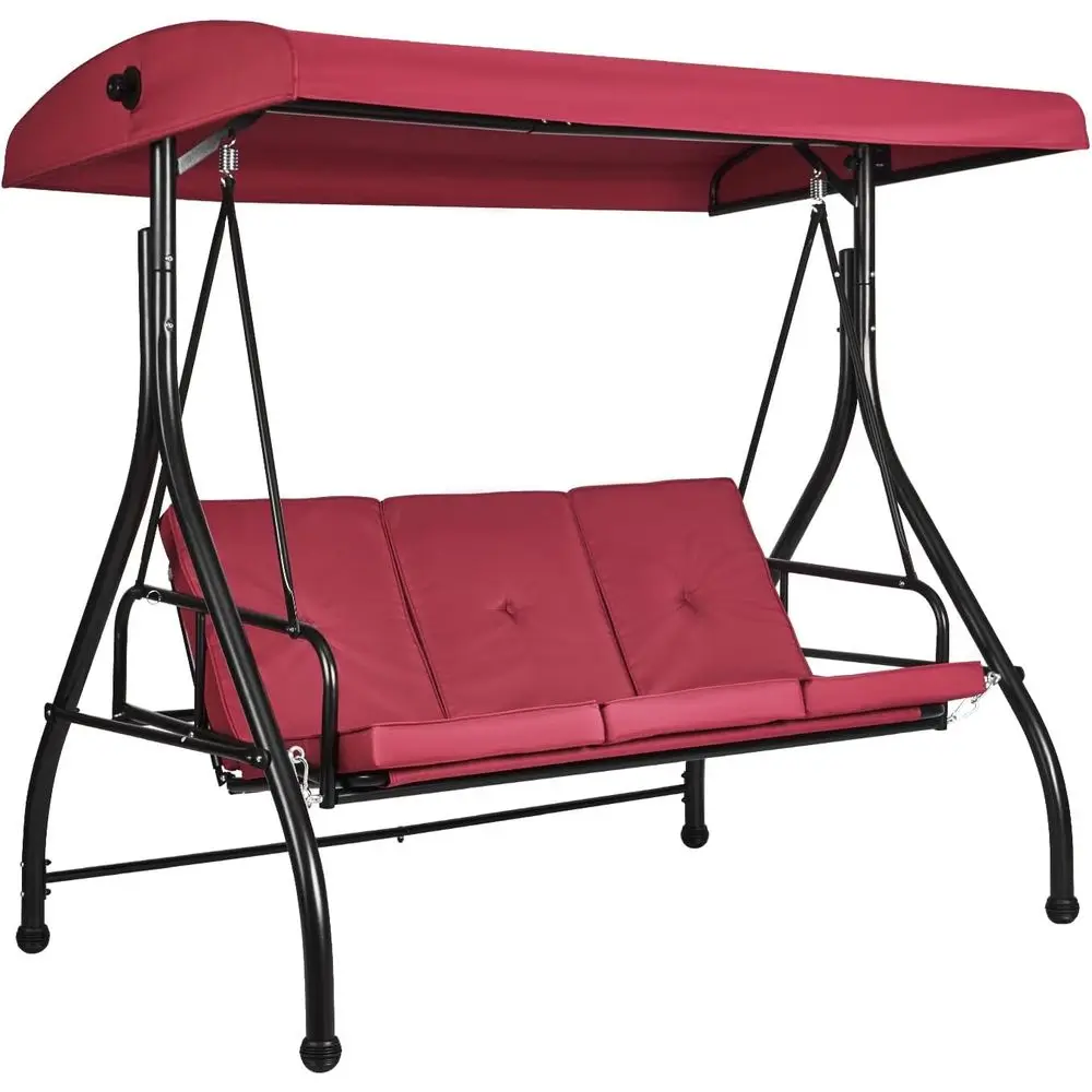 

Трехместные уличные качели с подушками для отдыха на террасе, в саду и у бассейна