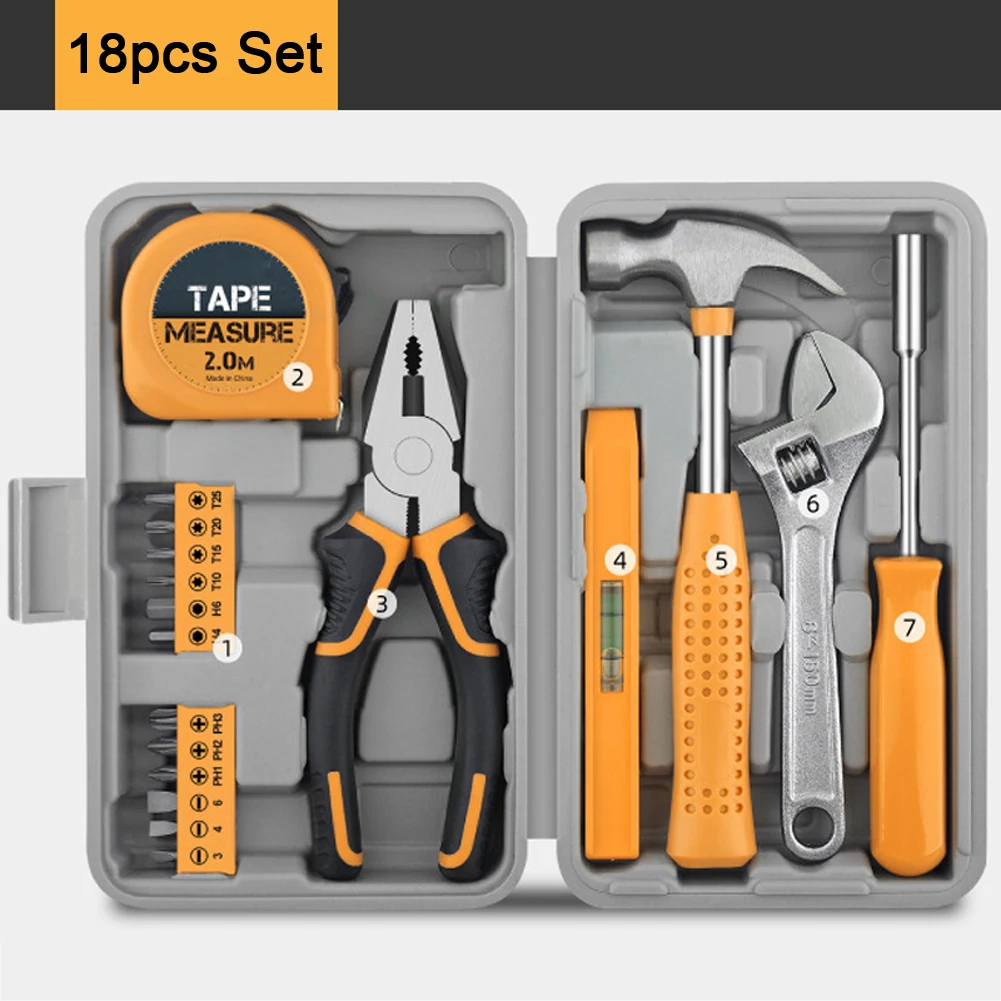 Comprehensive Home Tool Kit with Pliers Wrench Hammer and Multiple Screwdriver Bits for Repair and Maintenance