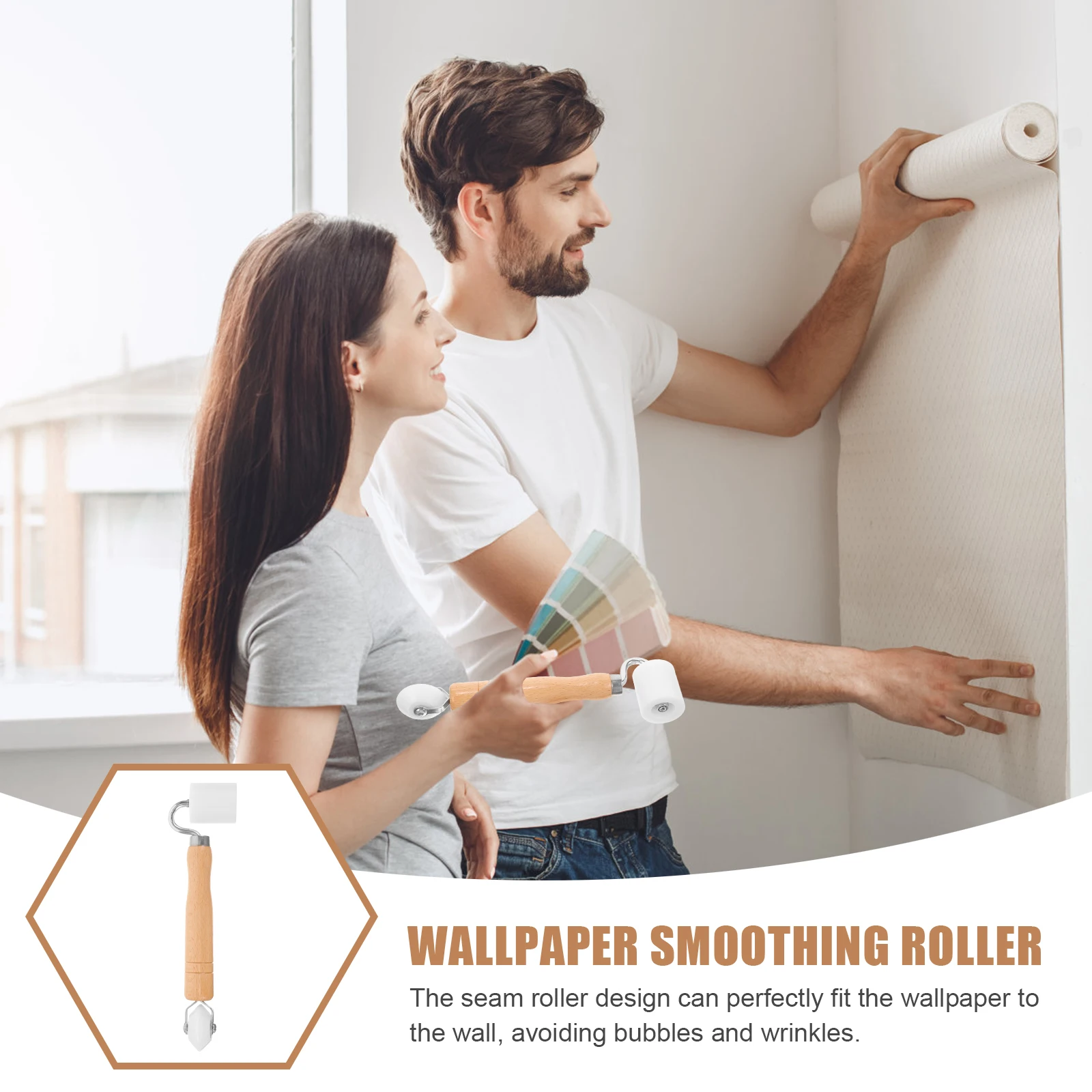 

1PC Wallpaper Rollers Seam Roller Tool for Wallpaper Application Bearing Design Easy Rolling Sturdy Materials