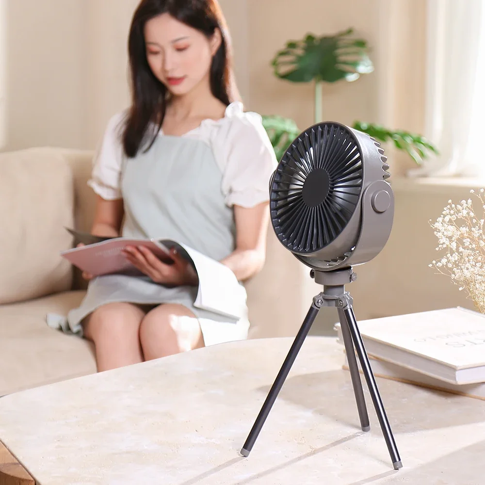 New Home Appliances Portable Tripod Dual Use Fan Ceiling Fan with Rubber Handle and Tripod Bracket Hot Sale Tent Camping Fan