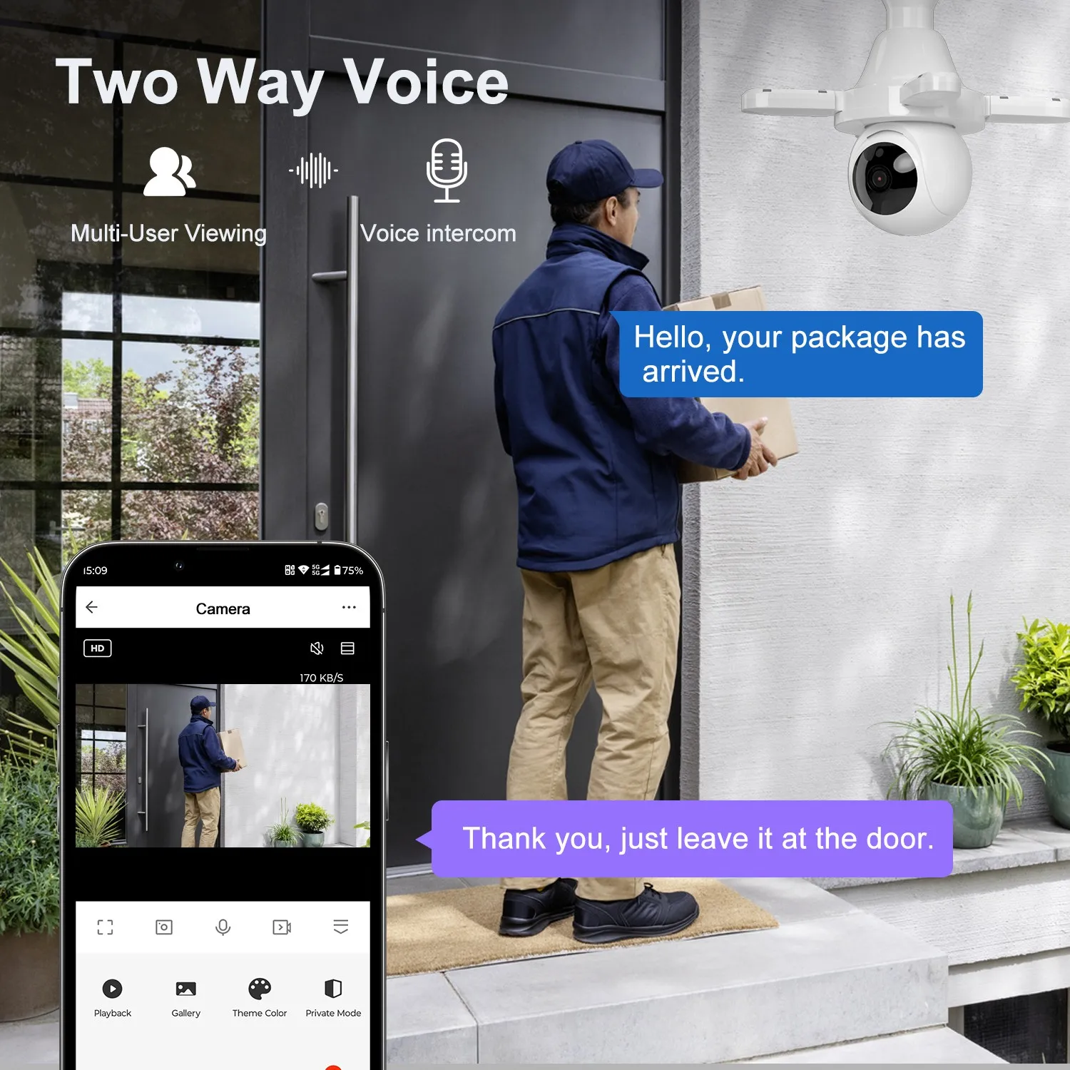 DIDSEth-CCTV Segurança Câmera IP, Filtro Humanoid AI, Push Color, Visão Noturna, Vigilância, WiFi, 5MP Luz, E27