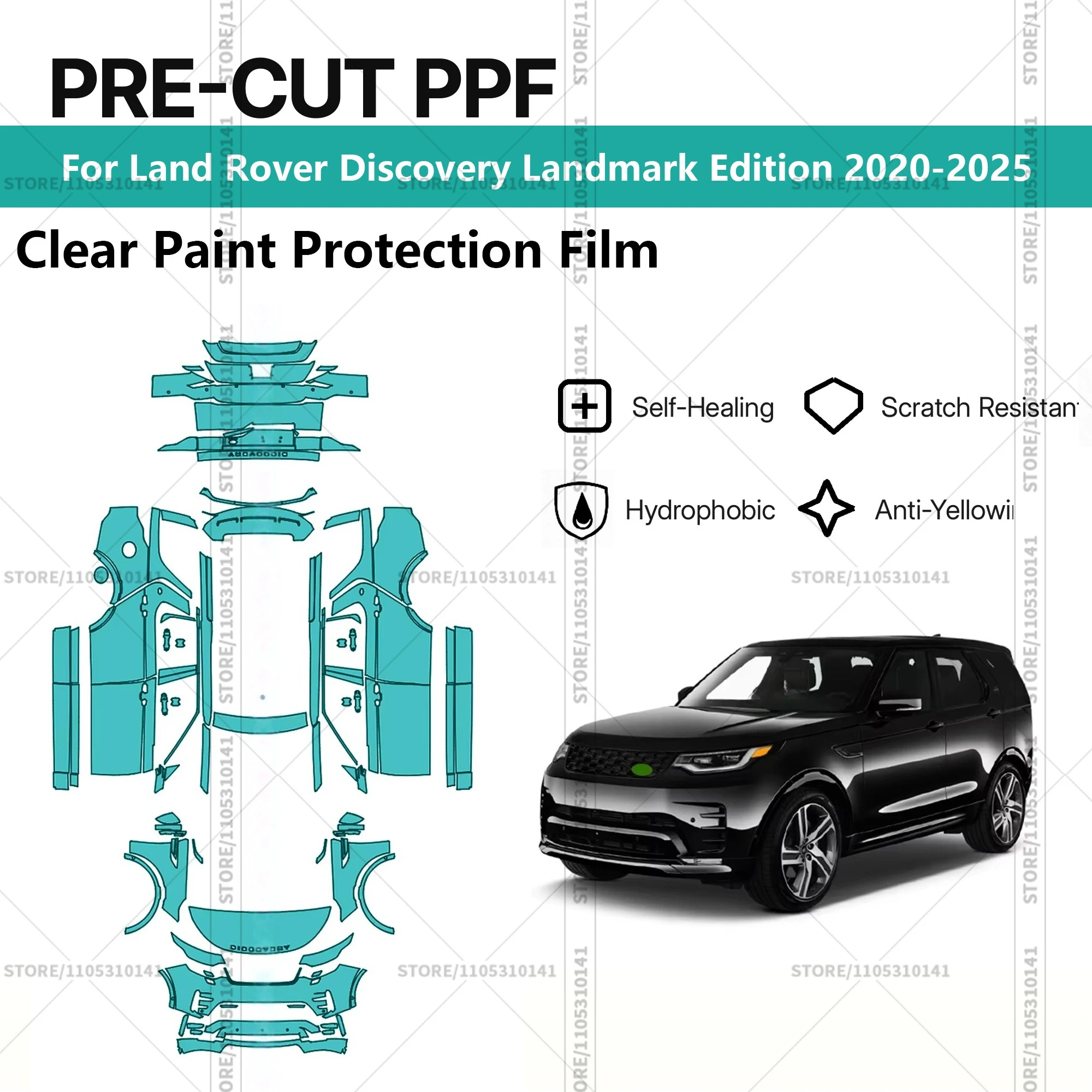 

Для Land Rover Discovery Landmark Edition 2020-2025: Предварительно вырезанная прозрачная защитная пленка (PPF) для автомобиля