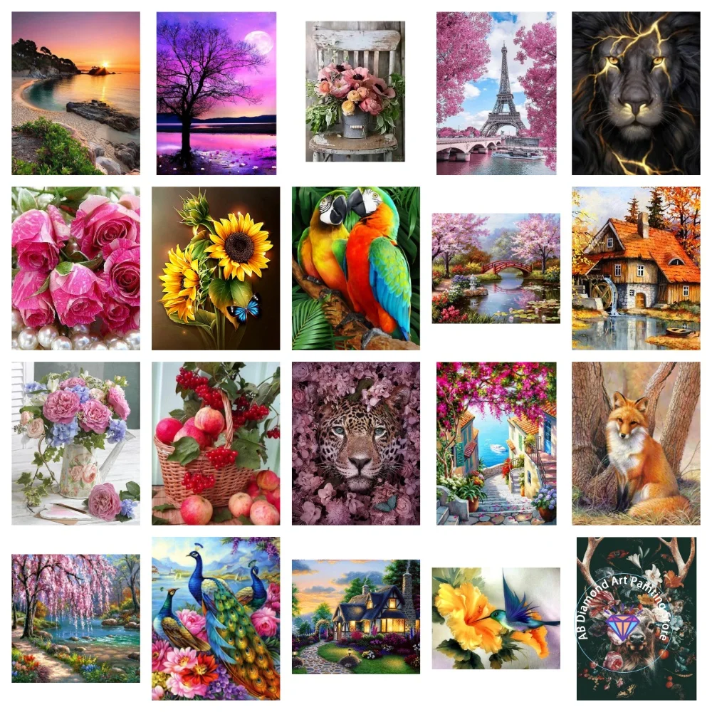 

Animal Landscape AB Diamond Painting Kit Square Round Diamond 5D DIY Cross Embroidery Handmade Art Exquisite Gift Home Decor