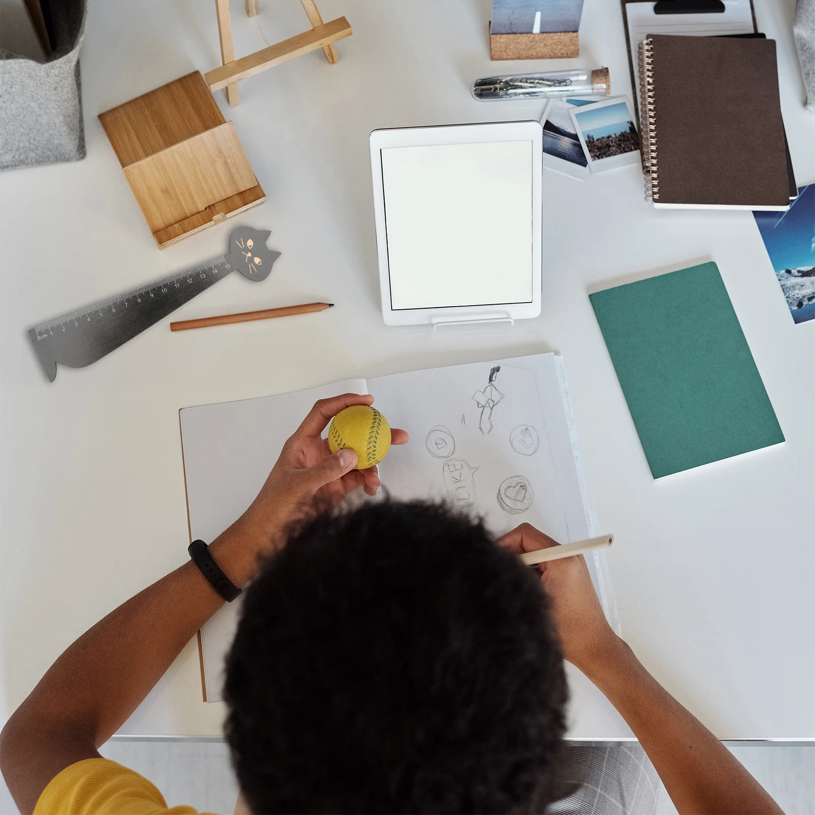 10 قطع مسطرة رسم خشبية كلاسيكية بتصميم قطة كرتونية قرطاسية مدرسية للمنزل والمكتب موازين دقيقة هدية باللون الأصفر