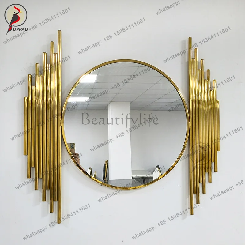 Entrance decorative mirror round wall hanging art wall hanging background wall entry mirror