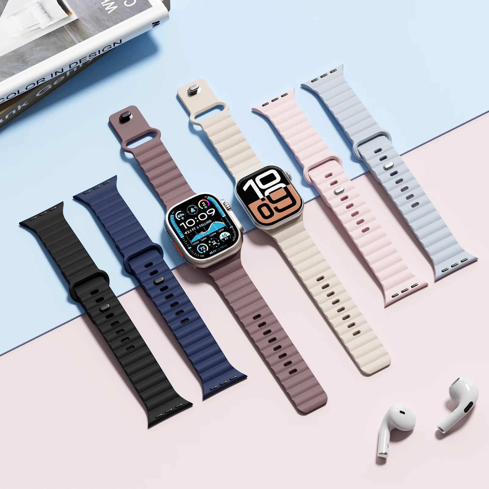 Silicone Strap for Apple Watch band 44mm 40mm 46mm 41mm 42mm 45mm 38mm Bracelet Correa iWatch Series 10 9 8 7 6 SE Ultra 2 49mm