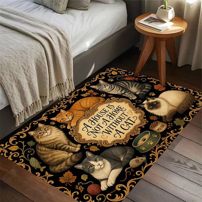 Funny Cat Lover Doormat Welcome Mat House Is Not A Home Without A Cat Pet Entrance Rug for Cat Owners