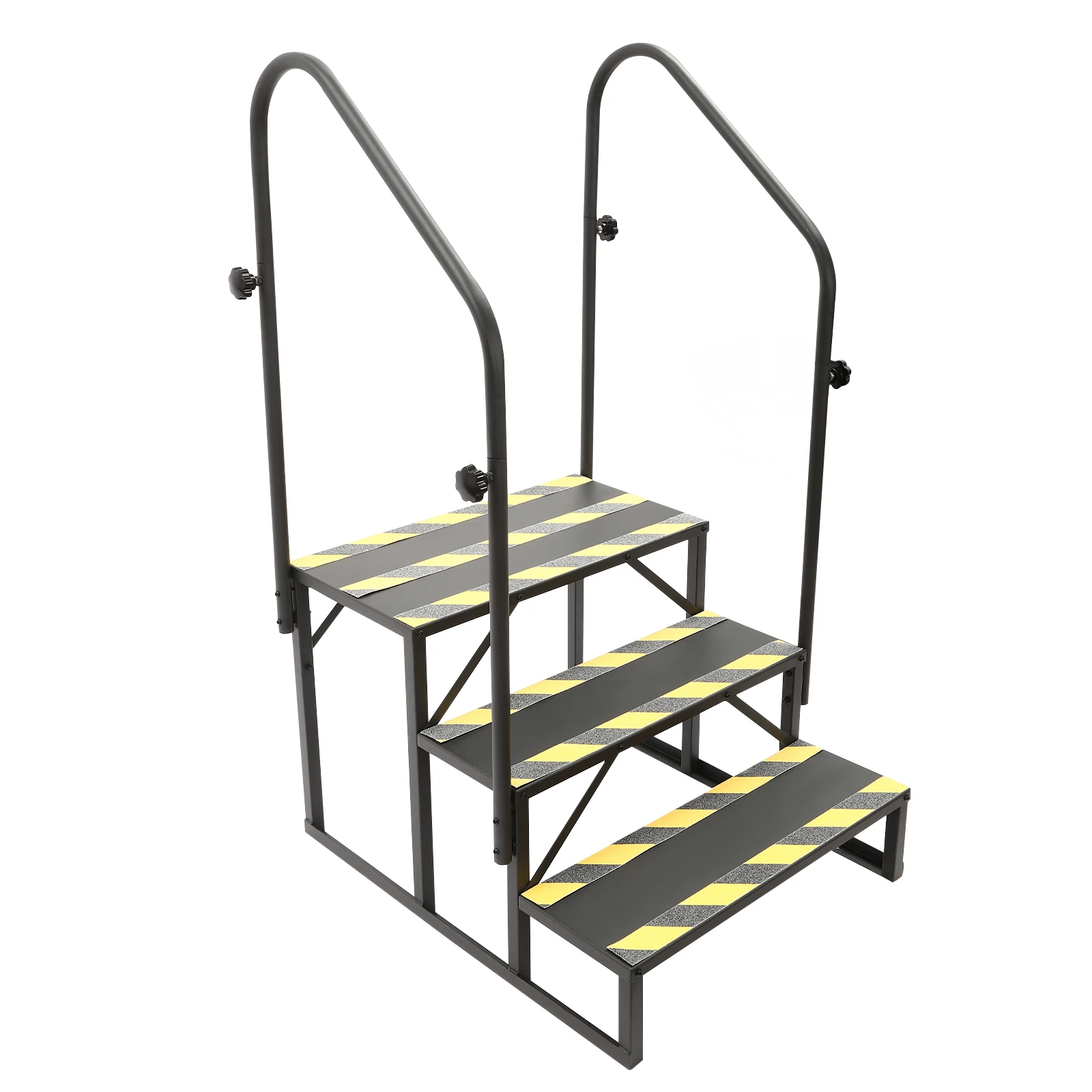 RV 3-step Stairs Steps with Handrail Steel Stairs Steps For Home RV Camper Porch Travel Trailers