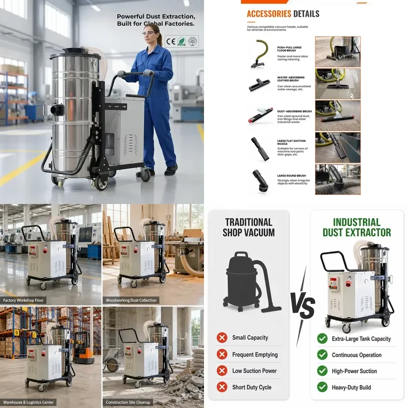 for Long Lasting Sustainable High Power Three Phase Industrial Vacuum Cleaner Designed for Very Heavy Material Handling