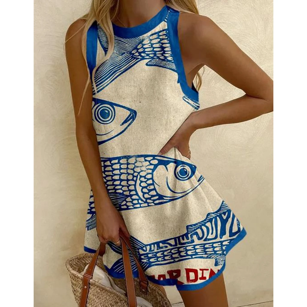 Elegant Women's Sleeveless Floral Print Dress Bordered Patchwork Mini Dress Quality Party Vestidos Ropa Paja Mujer