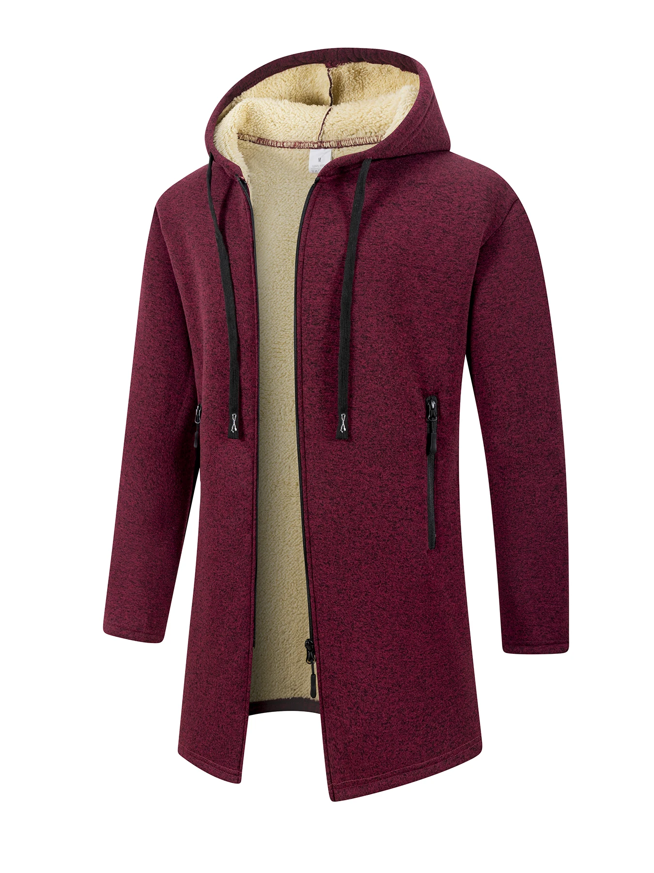 2025 رشاقته البلوز الرجال هوديس طويلة الأكمام الصوف بلوزات للرجال سستة مقنعين رجالي كبير الحجم الشتاء سترة معطف #4