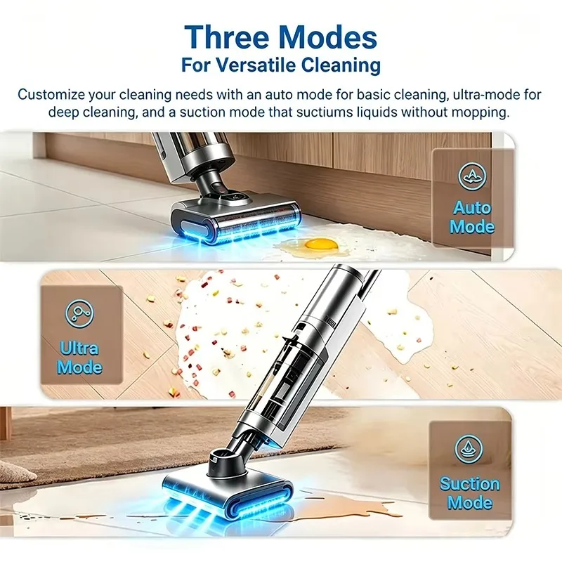 Airo 3 in 1 Vacuum Mop Washing Machine 180° Floor Washer 26000pa 4000mAh 550ML One Touch Self Cleaning 250W Electric Mop Cleaner