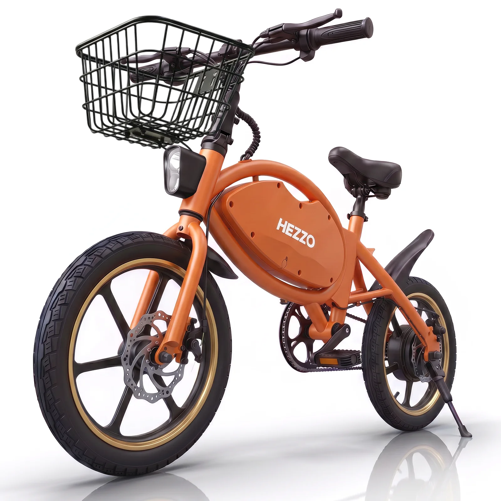 HEZZO T8PRO Foldable Electric Bike for Adults 48V 500W Peak 750W Brushless Motor 16Inch Carbon Steel E-Bike 7.8Ah Lithium Battery Max 25KM/H 30-35KM Range Dual Disc Brake 499Wh 21Miles LED Headlight Commuter Folding E Bicycle