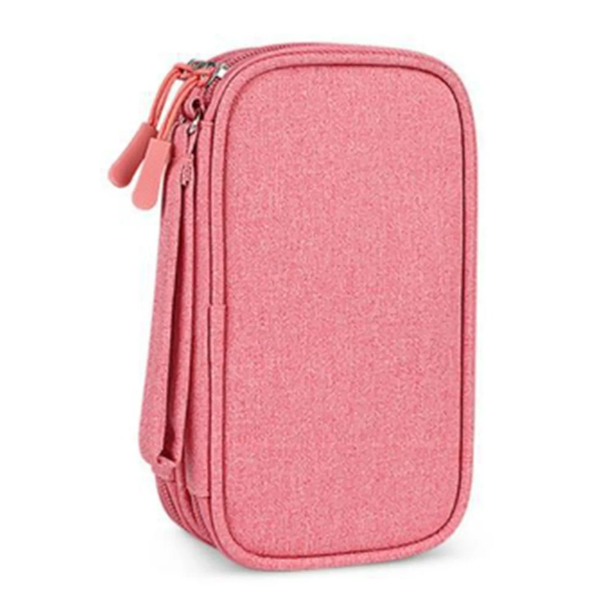 Портативная двухэтажная сумка для хранения цифровых продуктов - дорожный органайзер для USB-кабелей, гарнитур и аксессуаров розового цвета