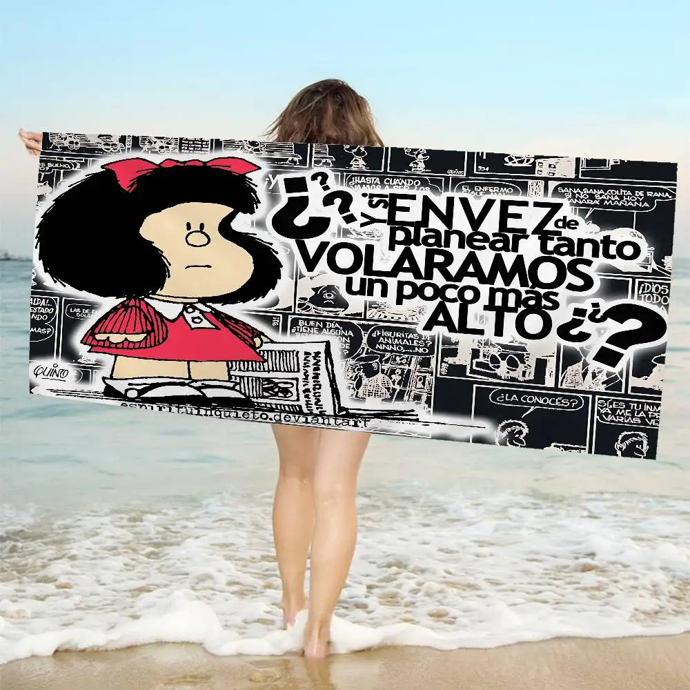 M-Mafalda Girl Bath Towel Microfiber Soft Water Absorbing Breathable For Girl Kids Decorative Cartoon Beach Towel