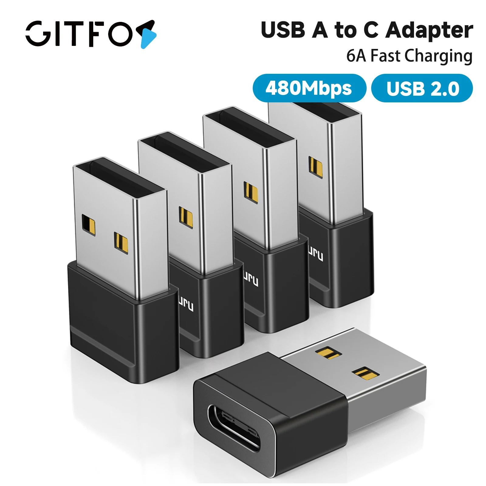 GITFOS Universal USB C Femal to USB C Male Adapter Durable Metallic Build for iPhone iPad Samsung Xiaomi Phone USB OTG Adapter