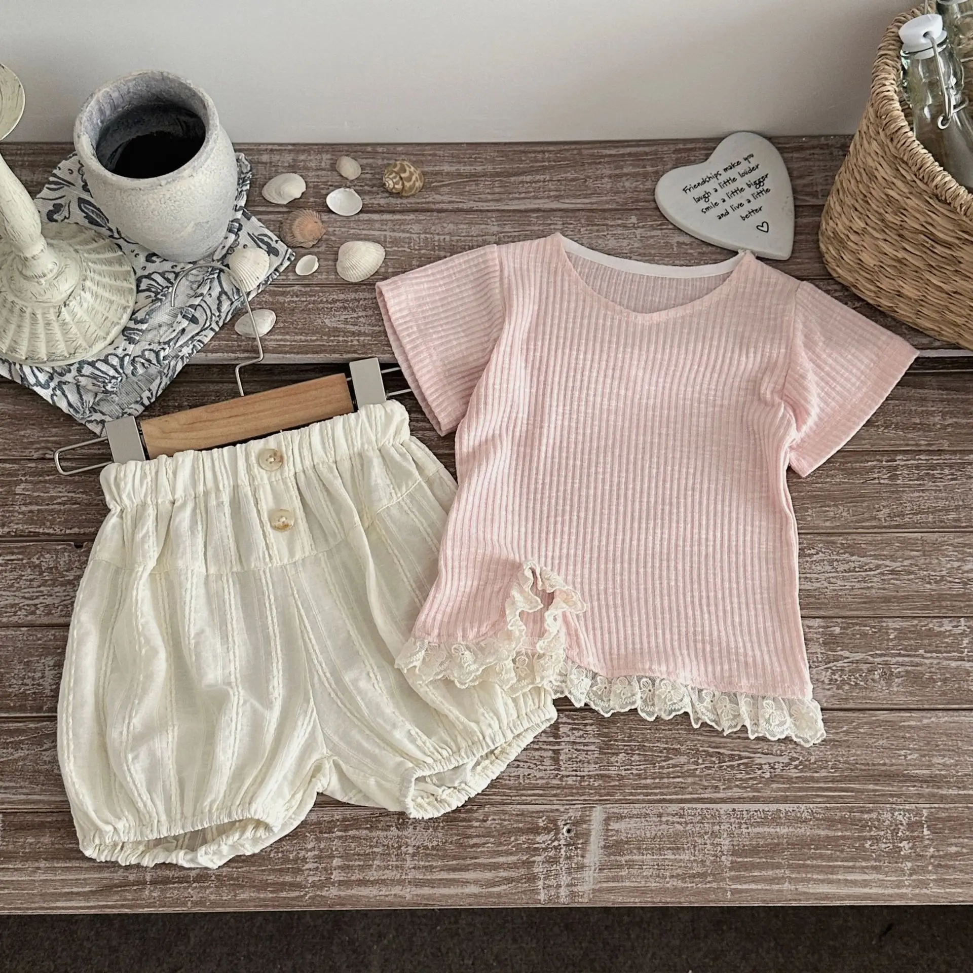

2026 Summer New Baby Girl Short Sleeve T Shirts Solid Cute Girls Fashion O-neck Lace Tops Infant Cotton Tee Toddler Clothes