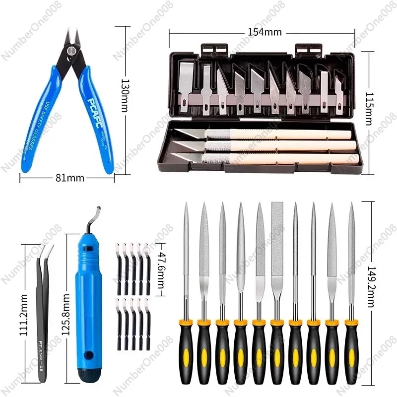 3D Printer Accessories Model Cleaning Tool Graver File Flash Trimmer Kit Polishing and Trimming Suit