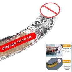 Realistic Condom Extension 7cm Inside the Head Vibrator Cock  Penis Sleeve Expansion Delayed Ejaculation Reusable Male sex toy