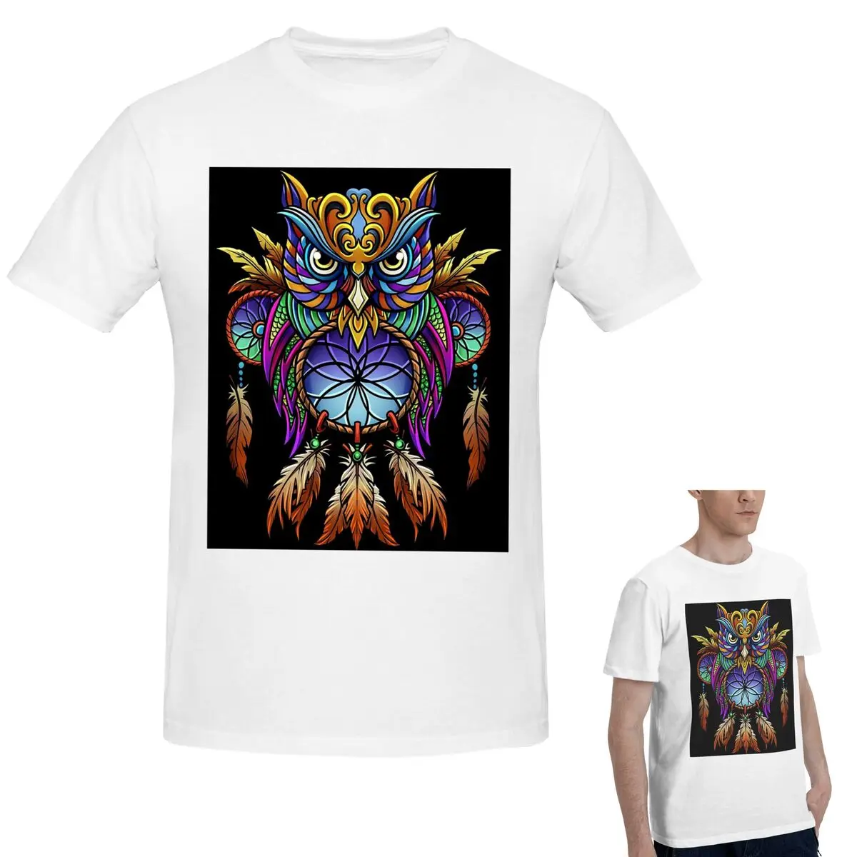 

Футболка «Ловец снов» из 100% хлопка, мужская классическая футболка большого размера, мужские летние рубашки с круглым вырезом, топы, S-6XL