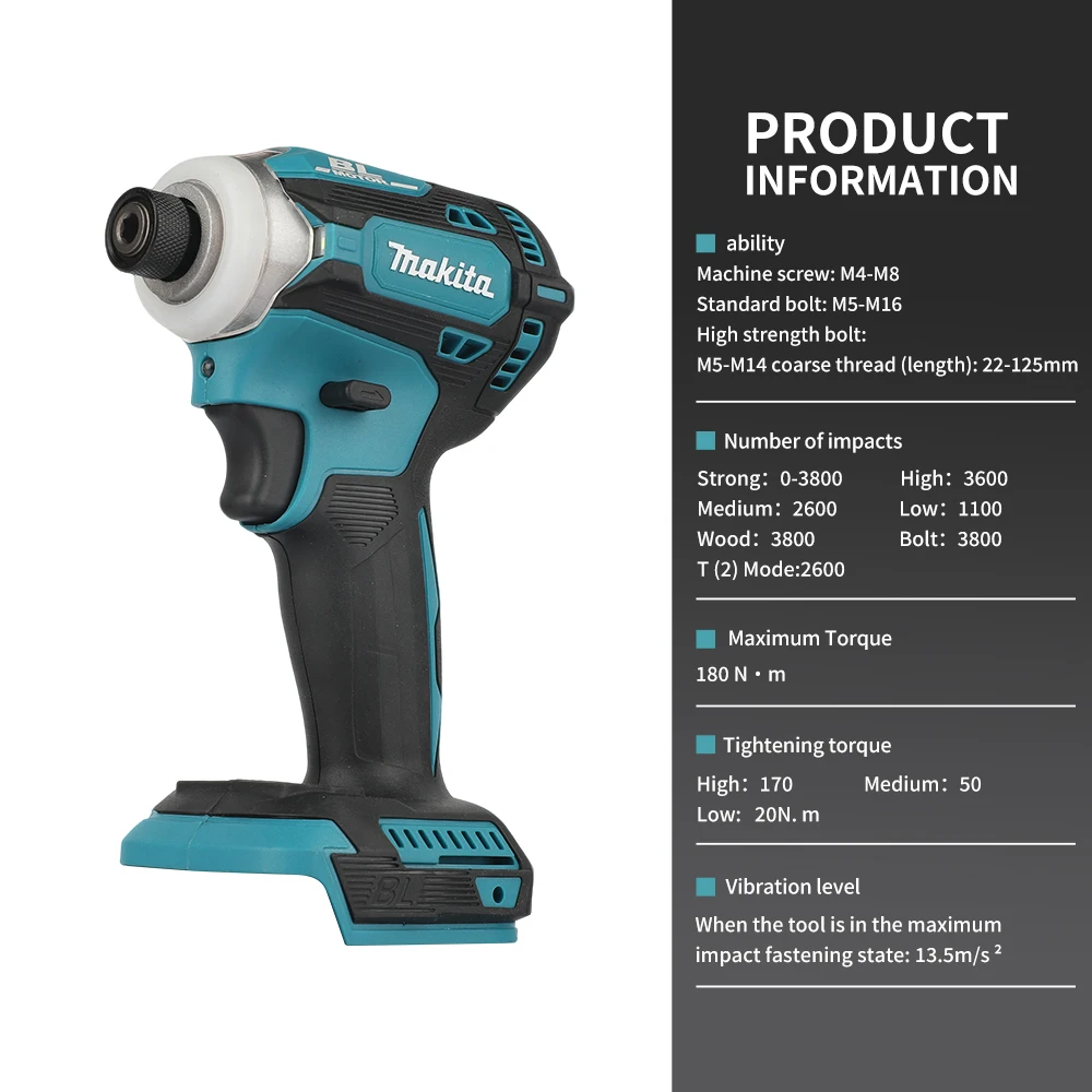 For Makita DTD171 Handheld Impact Screwdriver, SDS Quick Chuck Design, Efficient Power Tool for Construction Screw Work
