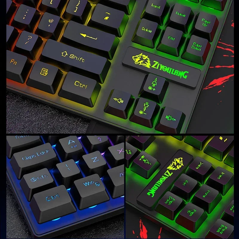 Mechanical feel Gaming Keyboard Mouse Combo For Laptop PC Gamer Computer Magic Ergonomic RGB Backlight Wire Keyboard Mouse Set