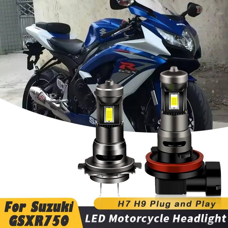 Faro LED per moto H9 H7 per Suzuki GSXR750 Anno 2006-2007 2011-2018 6500K Lampadine per fari a LED Kit fascio alto e basso 9600LM