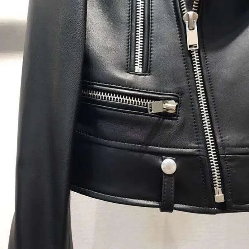 Imported Sheepskin Coat for Women Genuine Leather Jacket Turn-Down Collar Monochrome Clothing New Fashion Spring Autumn 2024