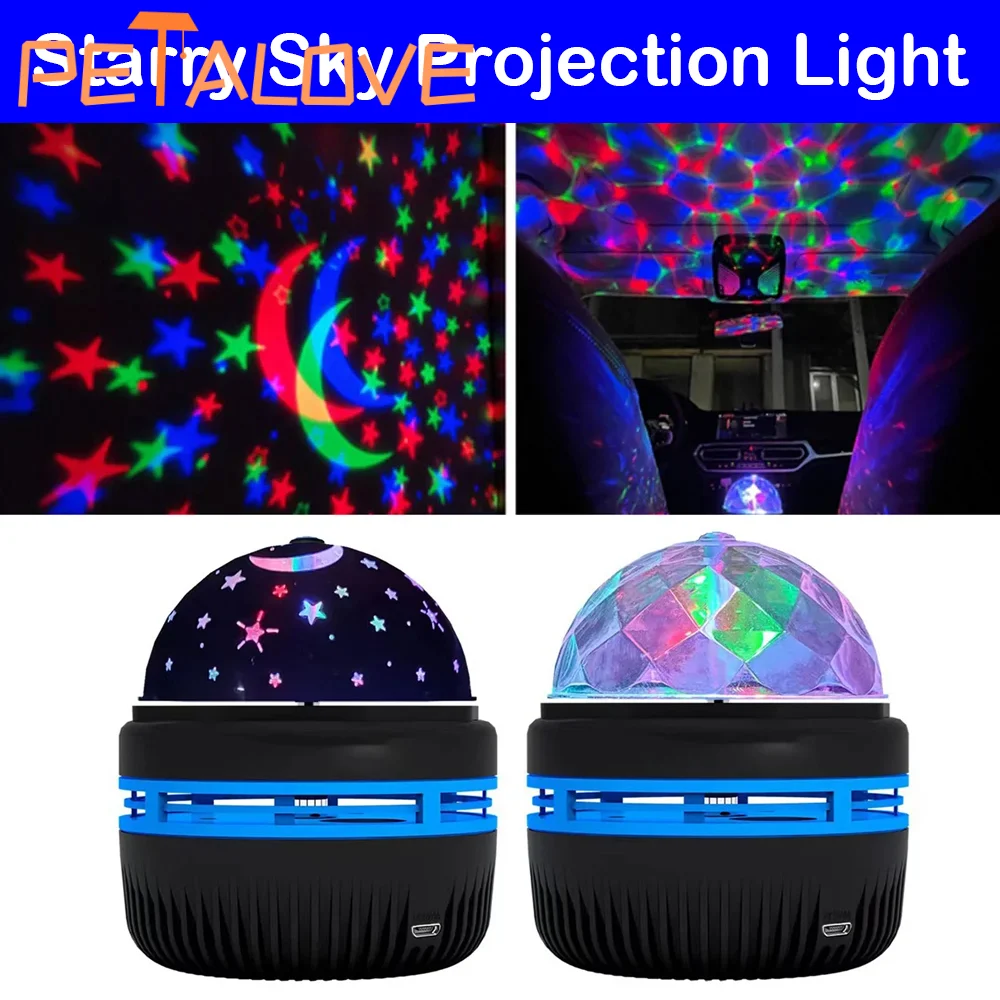 Colorful Rotating Magic Ball Starry Sky LED Night Light Projector Lamp Decoration Bedroom Room Decorative for Children Gifts