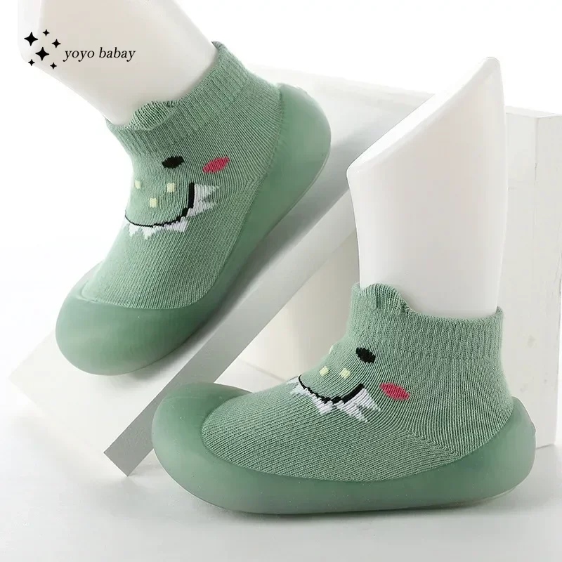 Chaussons à semelle en caoutchouc pour bébés, chaussures pour tout-petits, chaussons pour bébés, chaussettes d\'intérieur souples, chaussons pour