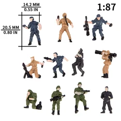 HO Scale 1:87 1:43 Miniature Soldier People Model Painted Figures For Military War Sand Table Scene Layout Diorama Kit 11Pcs/Set