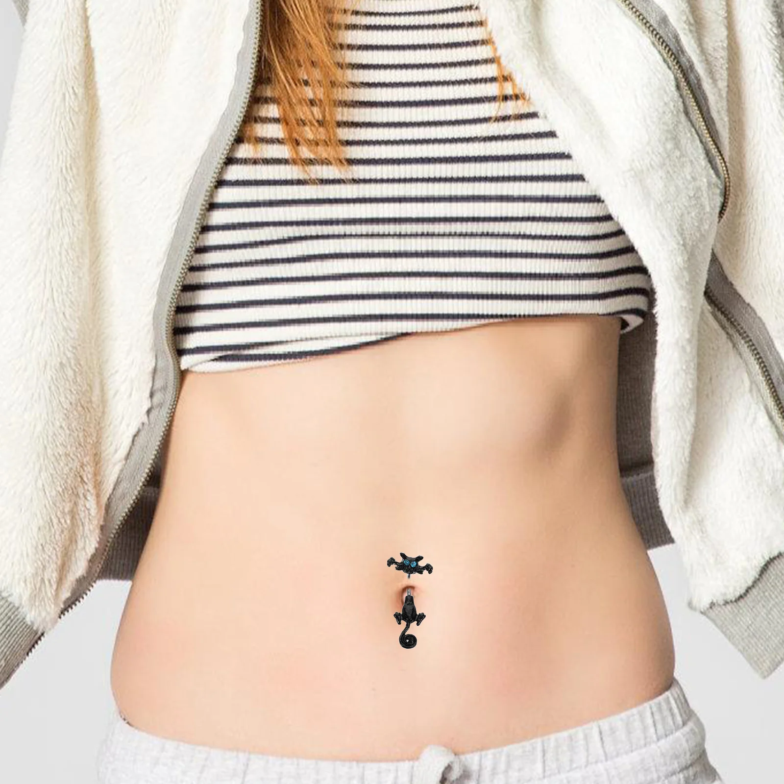 

Stainless Steel Belly Button Ring Cat Shape Sparkling Rhinestones Dangle Fashion Body Piercing Jewelry Women Belly Ring Hoop