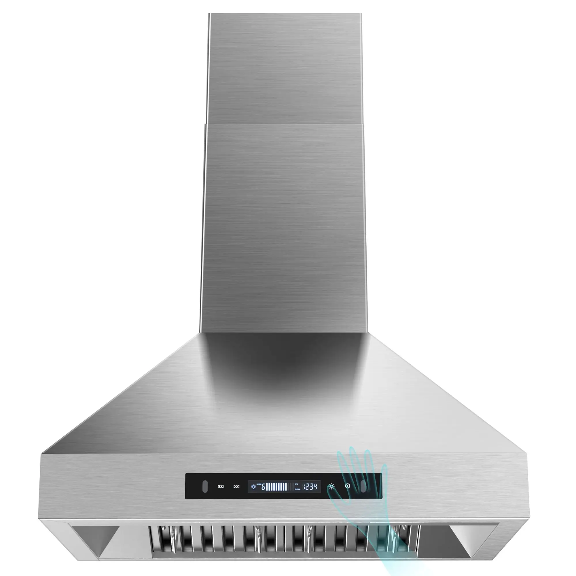 

900CFM Ультра тихий 30-дюймовый вытяжной капот с жестами/сенсорным управлением, 3-скоростной/двойной вентиляционный регулируемый дымоход, 4 фильтра и светодиодный светильник для кухни