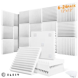 Foam Panels Acoustic 6/12/24 Pcs, Studio Acoustic Foam Soundproofing Fireproof Wall Panels, Home Sound Noise Canceling Tiles