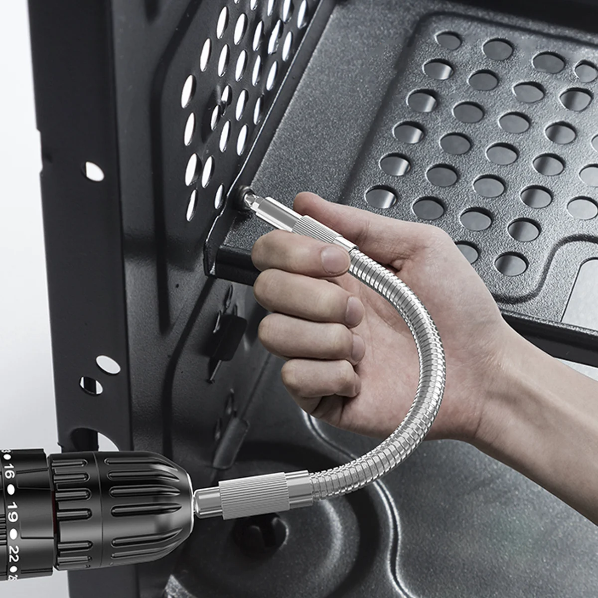 

2 шт., гибкая отвертка, удлинитель сверла, адаптер для электрической дрели для узкого пространства, авторемонт, компьютерная мебель