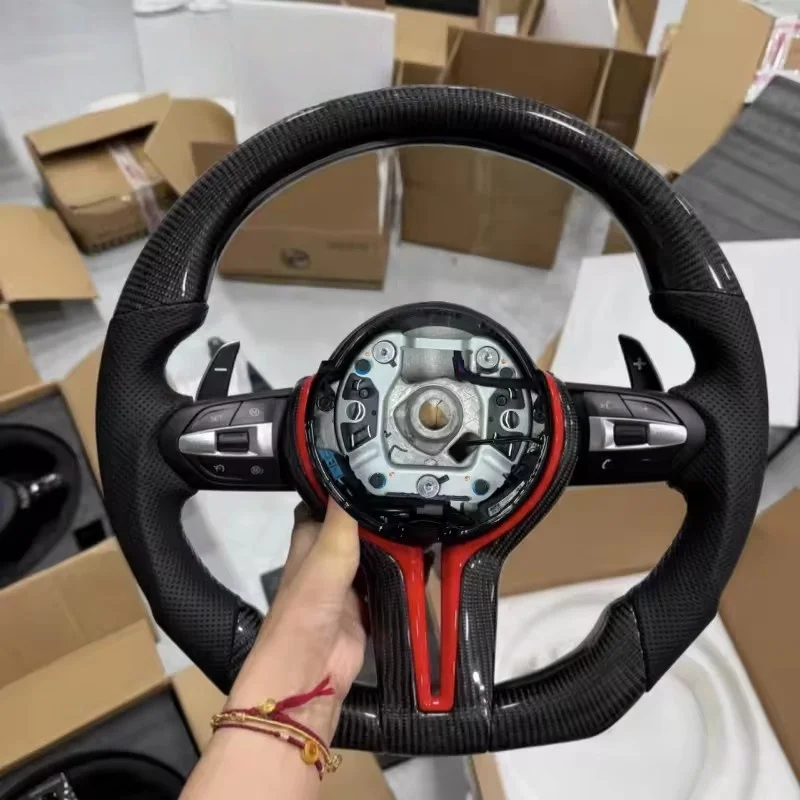 

M Sport Car Steering Wheel Carbon Fiber Leather For BMW F22 F36 F01 F06 F10 F30 F31 F32 F20 E92 F16 Steering Wheel Accessories