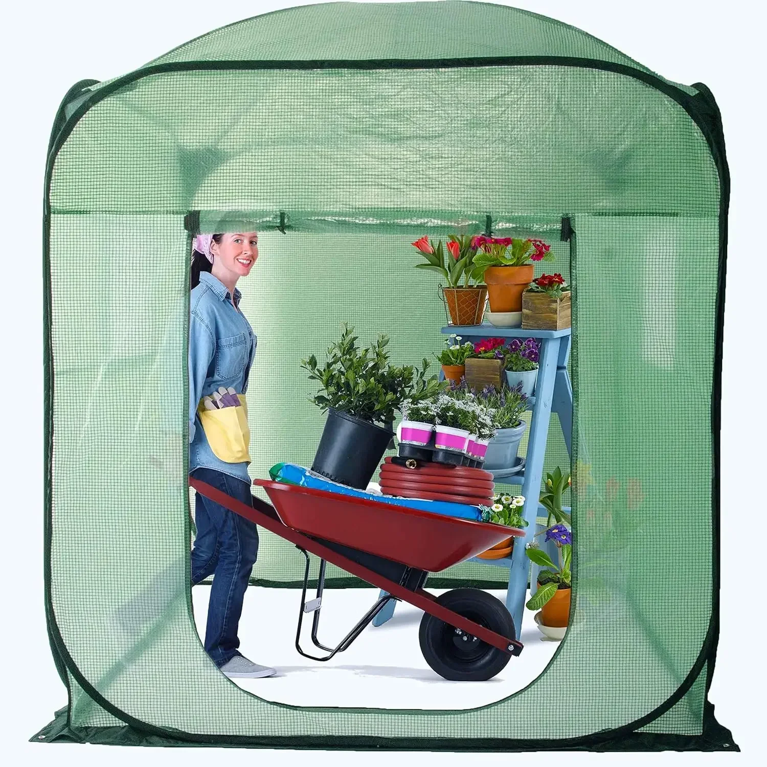 Pop Up Greenhouse Tent,Portable X-Large Walk-in Flower House ,Indoor Outdoor Gardening Plant Sunshine Room with PE Mesh Cloth Co