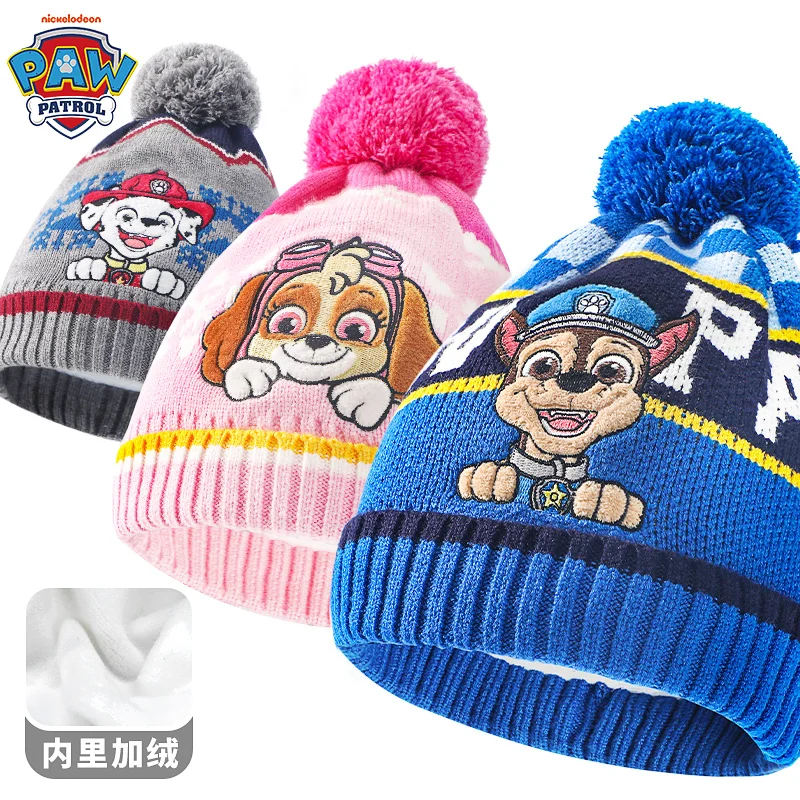 Original Genuine Paw Patrol children\'s winter earmuffs Hats kids Knitted hat Plush Toy kids cap 2-10 years bonnets Toy Gift