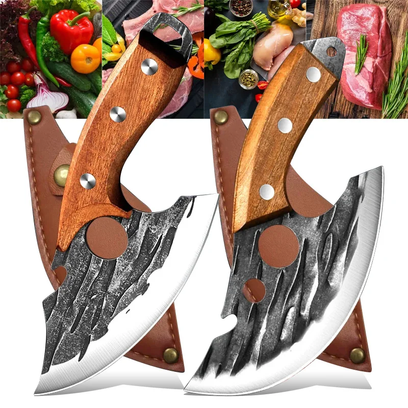 

Kitchen Knives Barbecue Cleaver Meat Chop Vegetables Fruit Boning Knife Wood Handle Handmade Cooking Slicing Knife Chef Knives