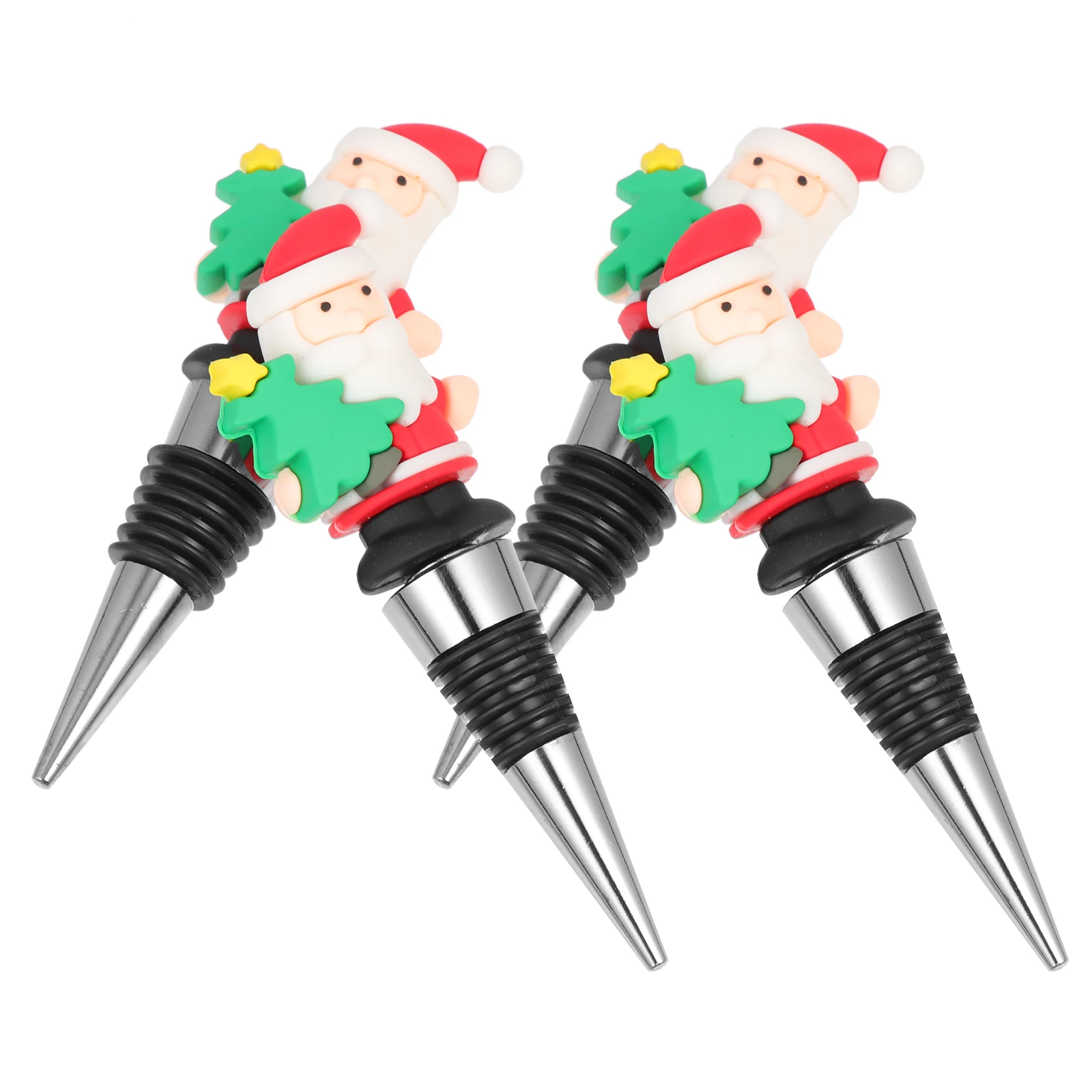 

4pcs Bottle Stoppers Portable Christmas Beverage Corks for Party Decorative Reusable Glass Plugs Household Accessories