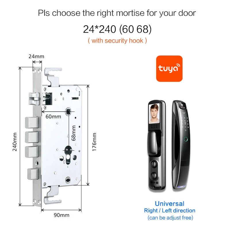 3D Facial recognition smart fingerprint door lock work with Tuya App