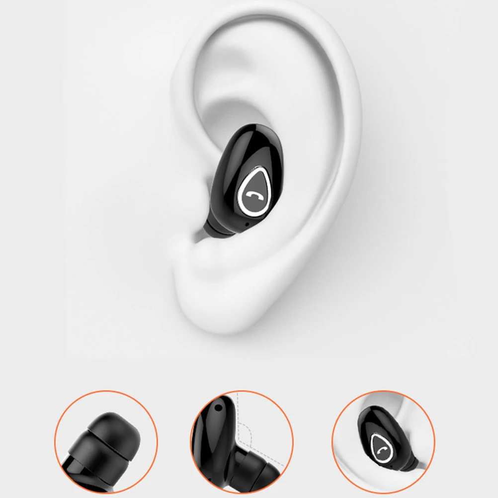 Drahtloser In-Ear-Kopfhörer Mini unsichtbar für Sport Schwarz.1 True Stereo Bass NFC Multifunktions-Anrufmusik Sprachsteuerung