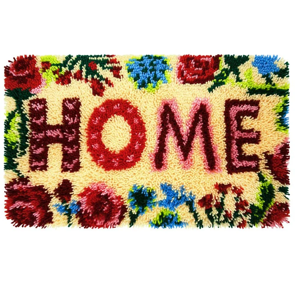 

3D Latch hook rug kits DIY Crochet Carpet flower Patterns Pre-Printed Canvas Yarn Rug Embroidery Crafting Arts for Adults