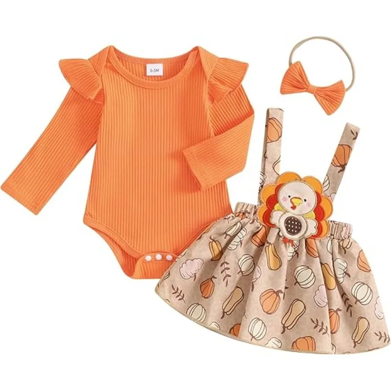 

3Pcs Set My First Christmas Baby Girl Outfit Newborn Romper Skirts Set Fall Winter Infant Christmas Dress Overall Clothes Bebe