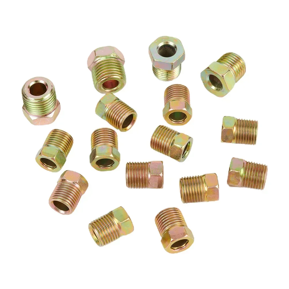 35Pcs Brake Line Fitting Nuts Kit Iron Plating Zinc Tube Nuts For Inverted Flares On 3/16 & 1/4 Tube Car Tubing Brake Joint Nut