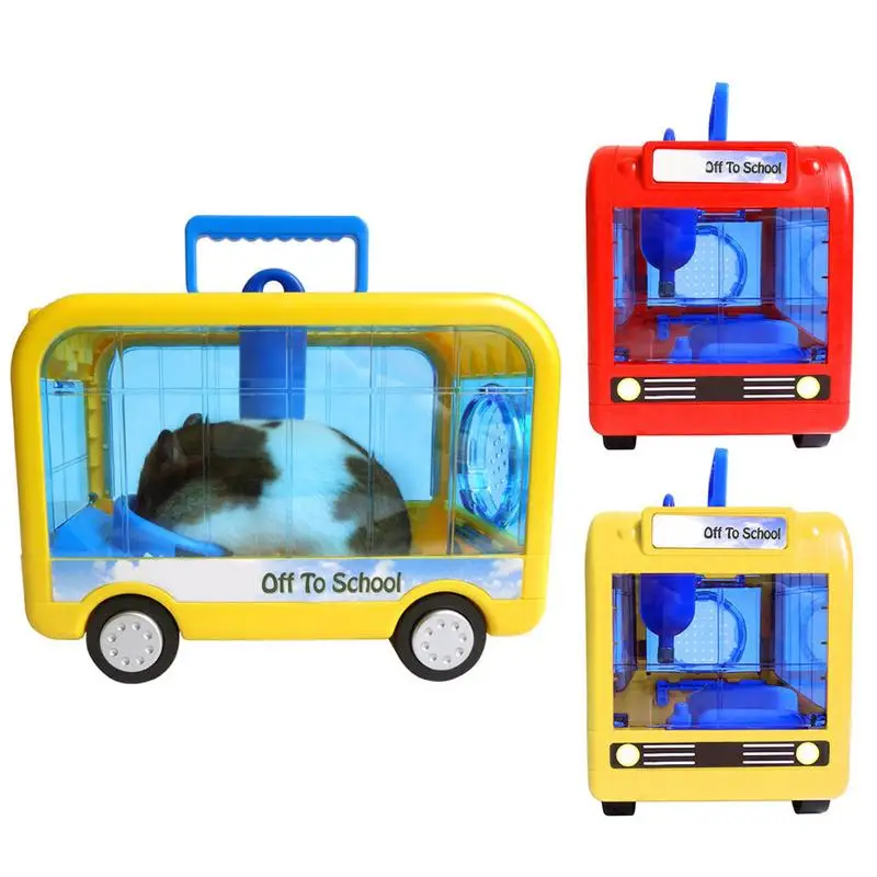 

Small Pet Nest Hamster Campus Bus Portable Take-Away Cage Hamster Cage Portable Transport Device Small Animal Villa Habitat