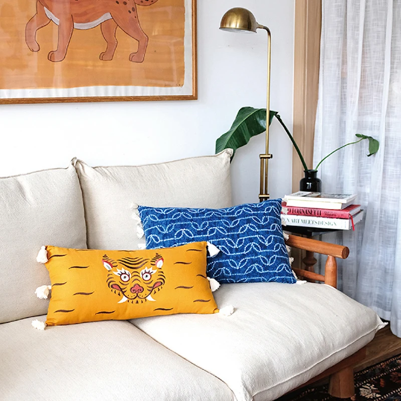 Yellow Tiger Pillows Retro Room Sofa Cushion Case 30x58 Luxury Decorative Pillow Cover For Sofa Luxury Home Decorations